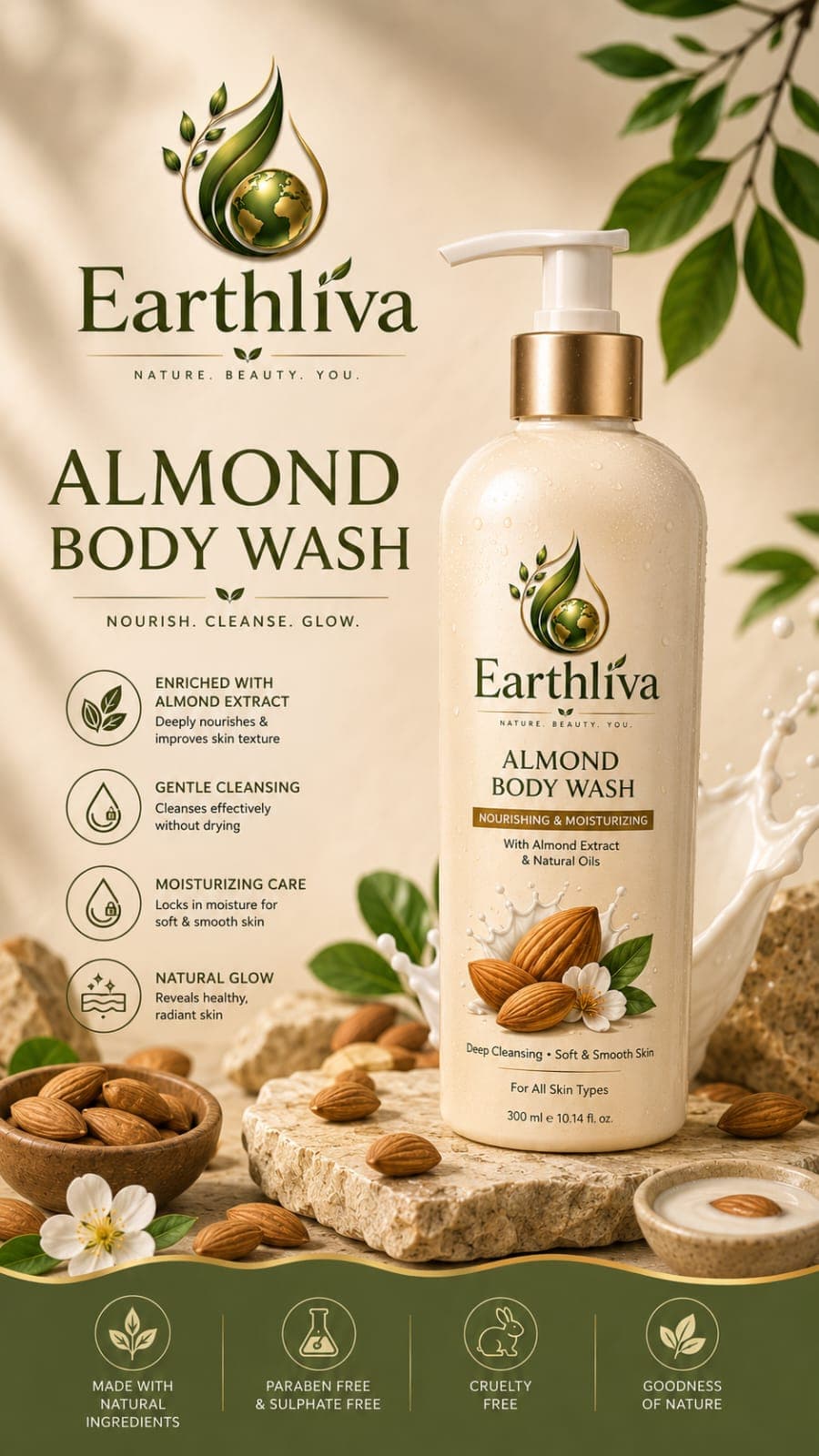 Almond Body Wash — Nourishing · Moisturizing · Radiant Skin